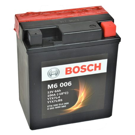 Bosch 12v 6ah AGM motor akkumulátor bal+ YTX7L-BS