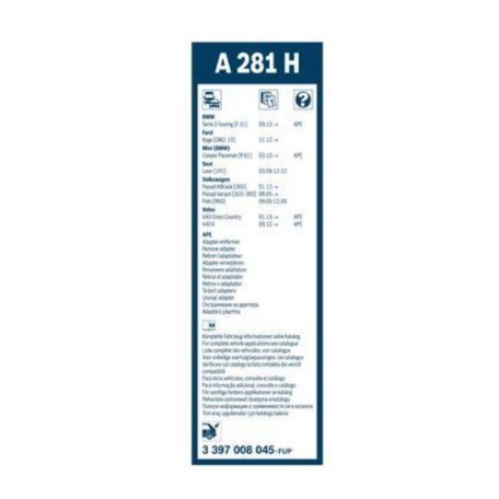 Bosch 3397008045 (A281H)  Aerotwin Rear 280mm hátsó ablaktörlő lapát