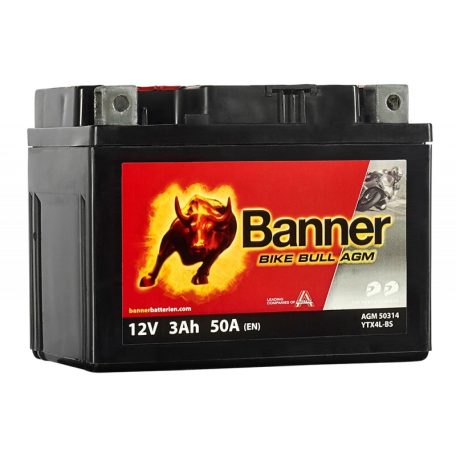 Banner Bike Bull AGM YTX4L-BS 12v 3Ah 50A jobb motor akkumulátor