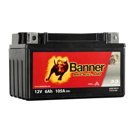 Banner Bike Bull AGM YTX7A-BS 12v 6Ah 105A bal motor akkumulátor