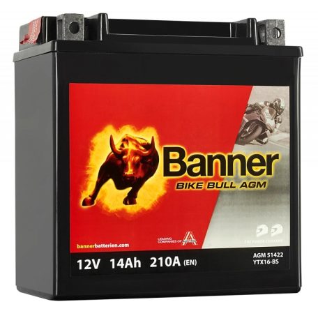 Banner Bike Bull AGM YTX16-BS 12v 14Ah 200A bal motor akkumulátor