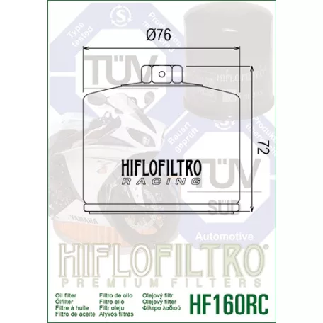 Hiflofiltro HF160RC olajszűrő