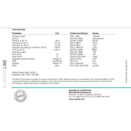 Motorex Classic Evotec SAE 15W-40 1L motorolaj